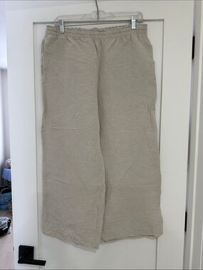 H&M Beige Wide-Leg Linen Blend Pants